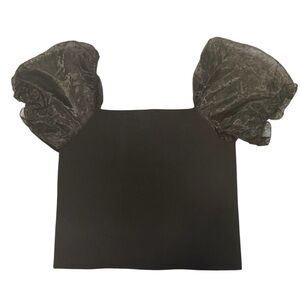 NWT House of Harlow 1960 Black Puff Sleeve Sheer Organza Top Size Medium